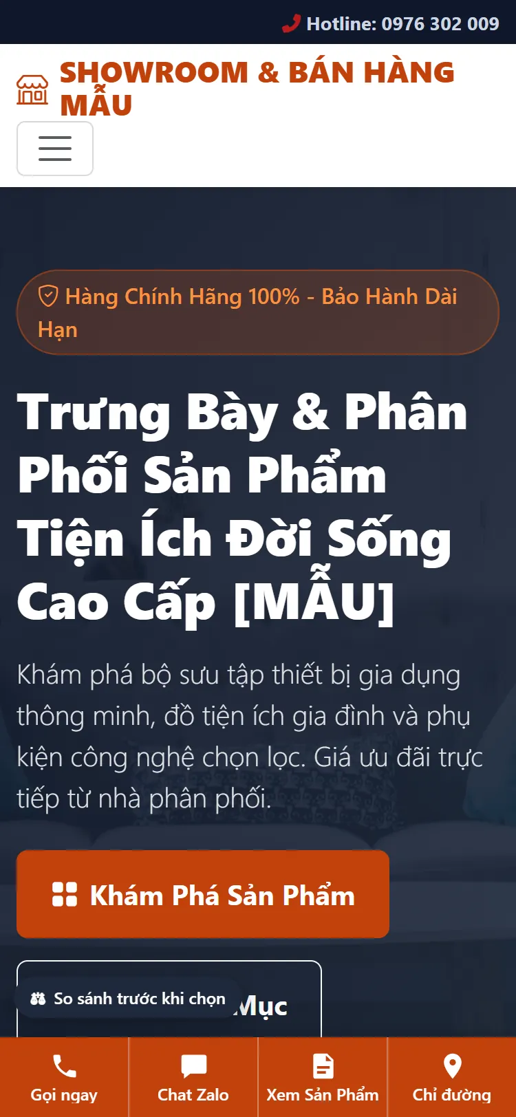 Web mẫu bán hàng trên điện thoại