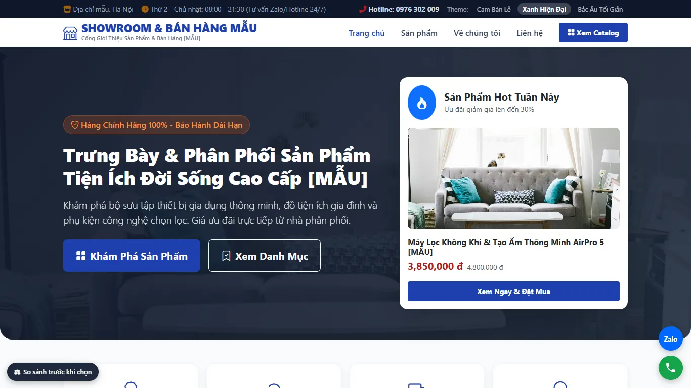 Web Bán hàng & Showroom – Giao diện thứ hai (máy tính)