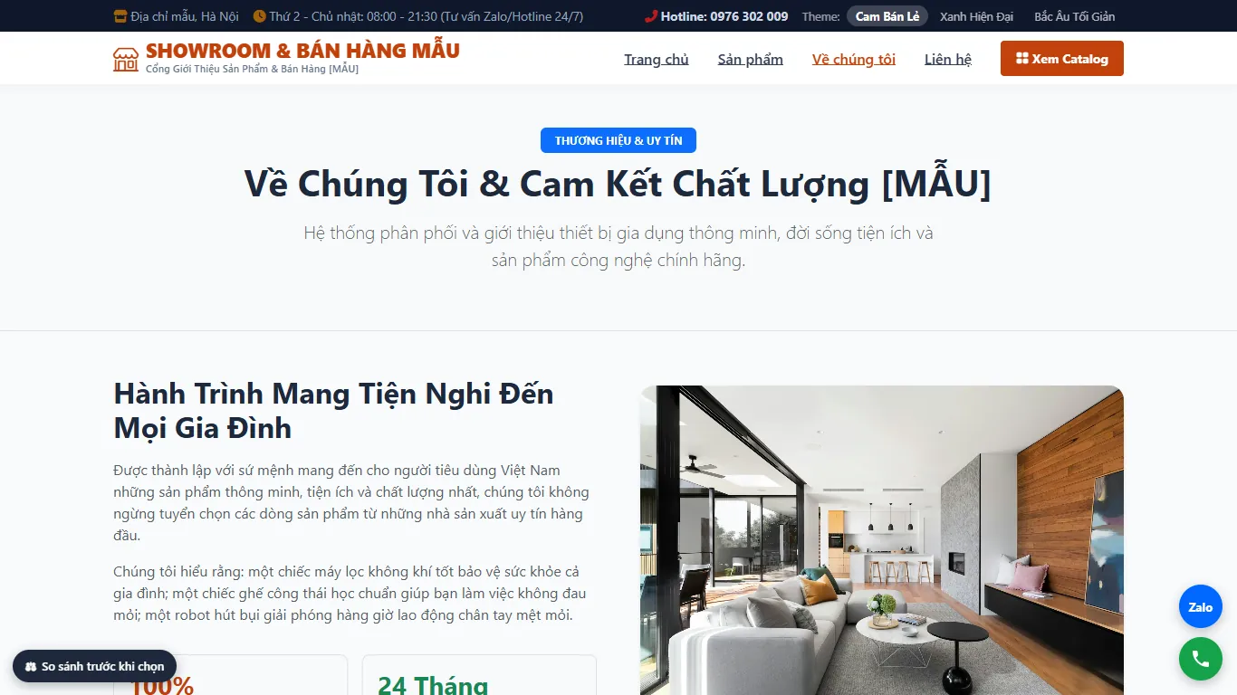 Web Bán hàng & Showroom – Trang Giới thiệu (máy tính)
