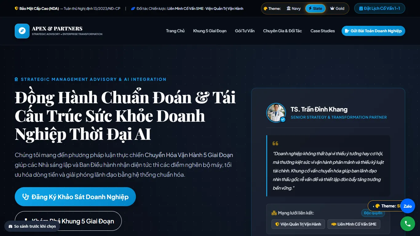 Web Cố vấn & Tư vấn doanh nghiệp – Giao diện thứ hai (máy tính)