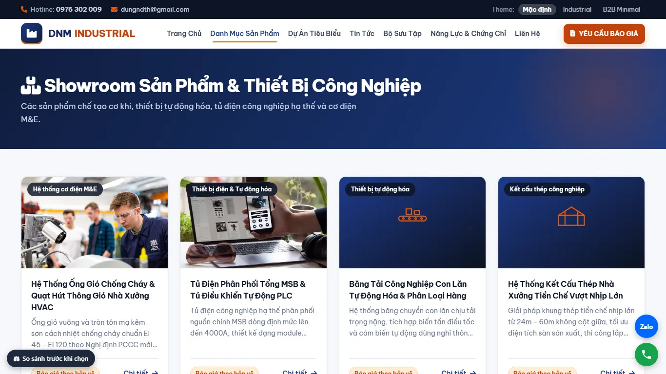 Quản lý Dự án & Hợp đồng – Demo gần nhất — Danh sách sản phẩm (máy tính)