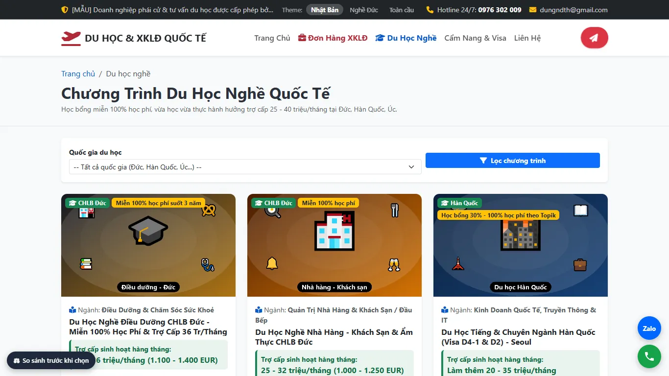Web Du học & Xuất khẩu lao động – Du học (máy tính)
