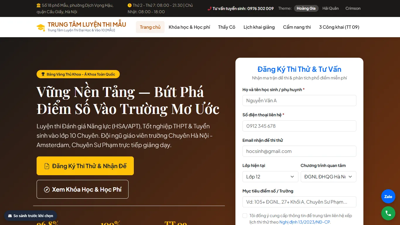 Ảnh chụp Web Luyện thi