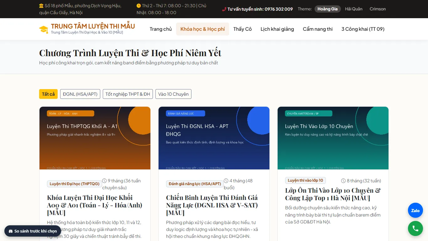 Web Luyện thi – Khoá học (máy tính)