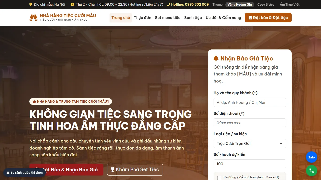 Ảnh chụp Web Nhà hàng & Tiệc cưới