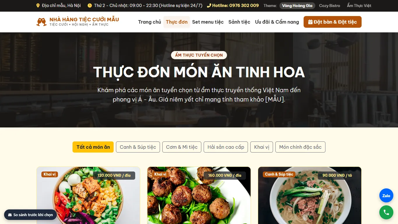 Quản lý Nhà hàng – Demo gần nhất — Thực đơn (máy tính)