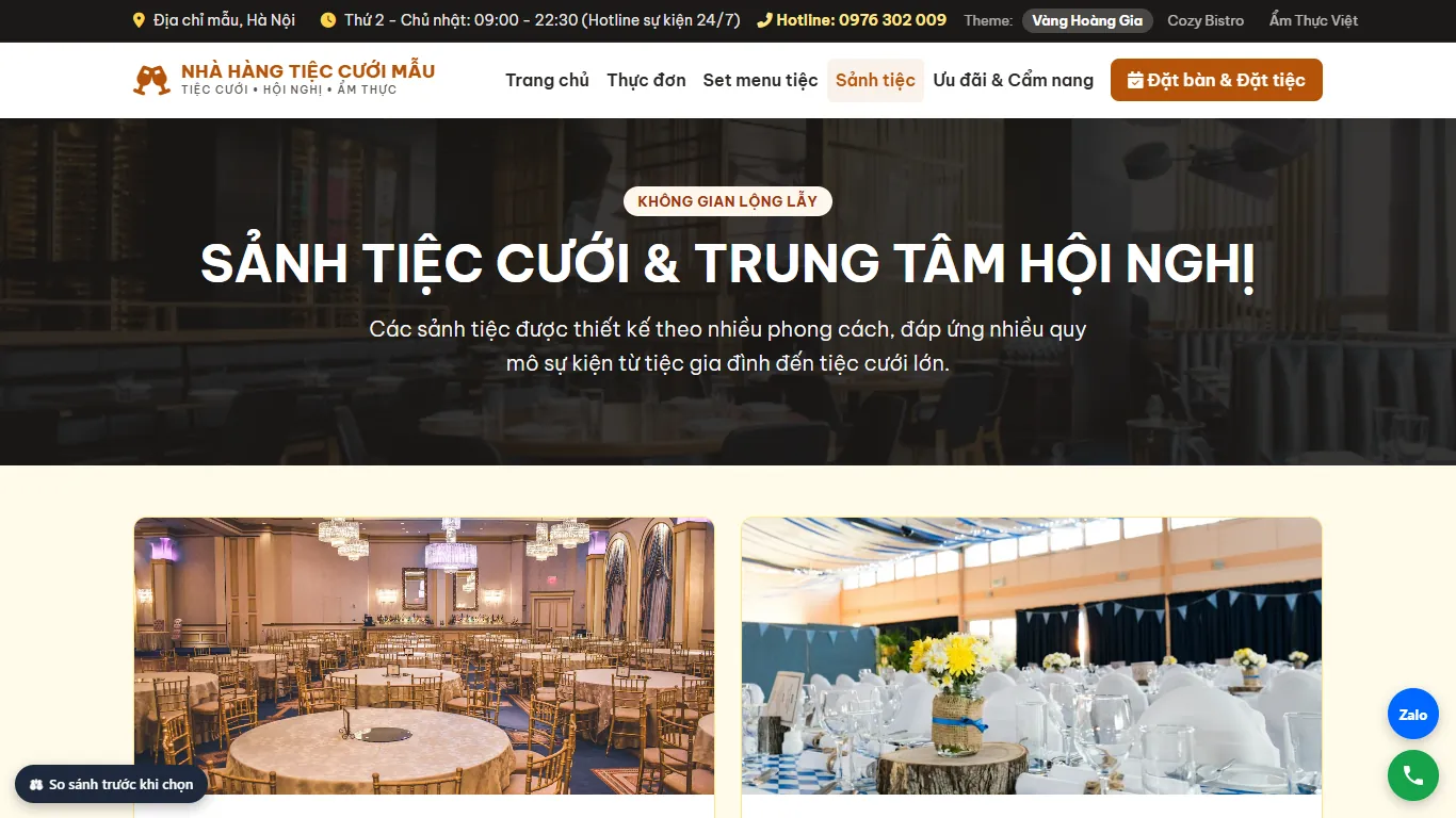 Quản lý Nhà hàng – Demo gần nhất — Sảnh tiệc (máy tính)