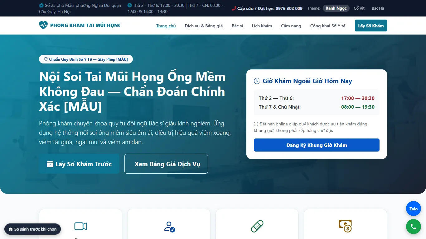 Ảnh chụp Web Phòng khám Tai Mũi Họng