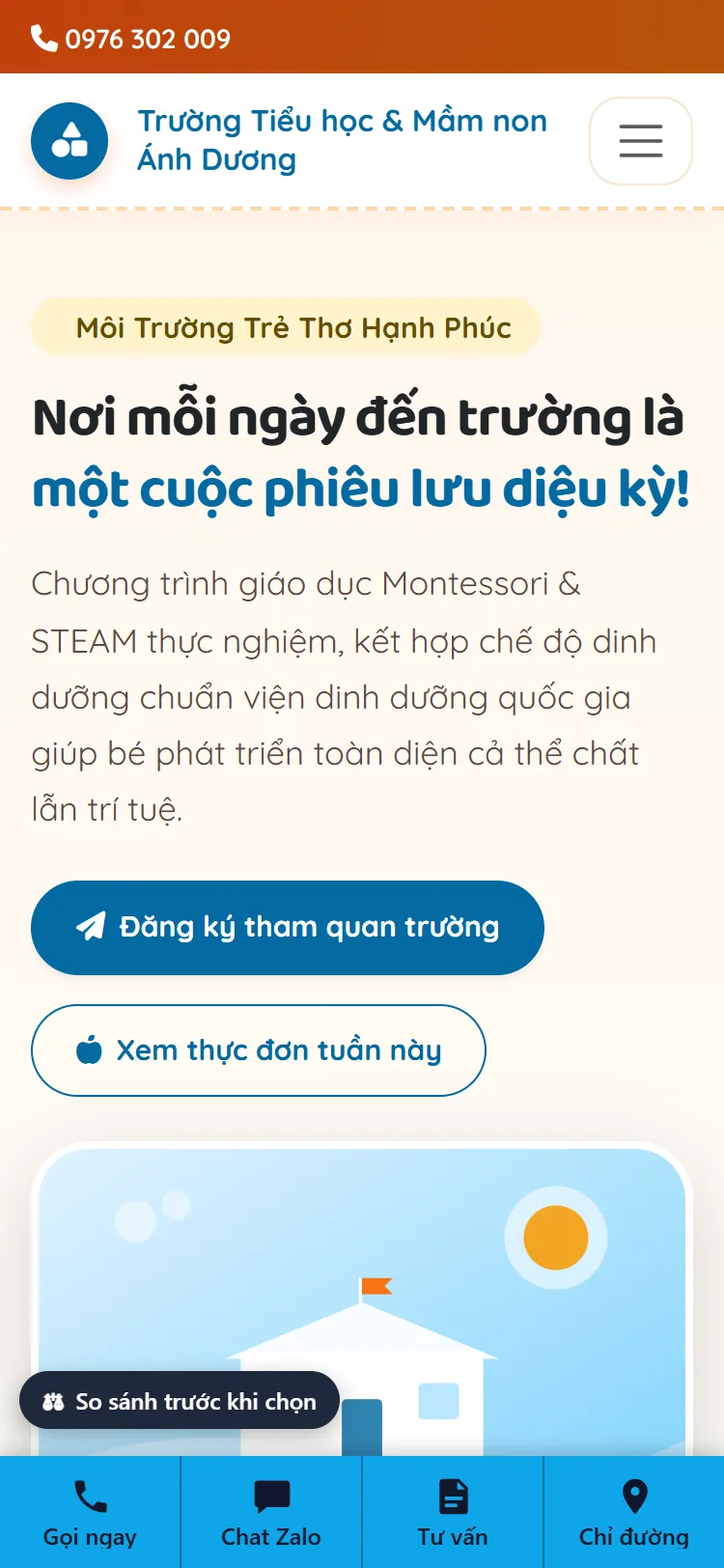 Web Trường học – Trang chủ (điện thoại)