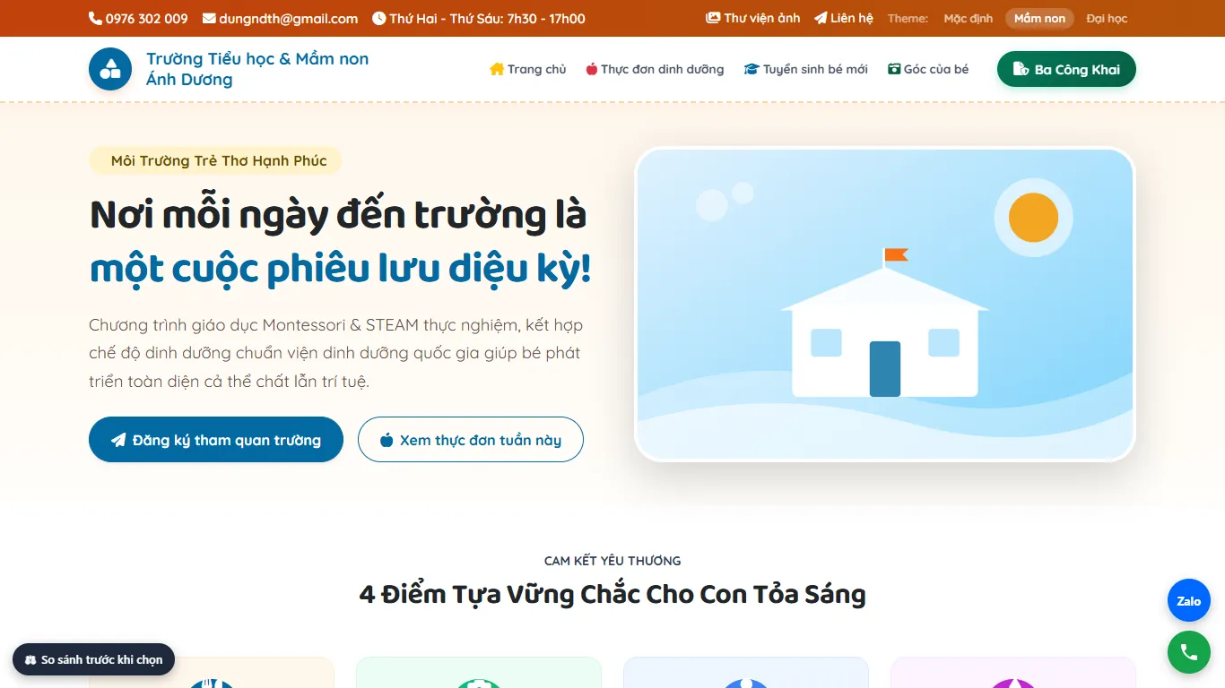 Web Trường học – Giao diện thứ hai (máy tính)