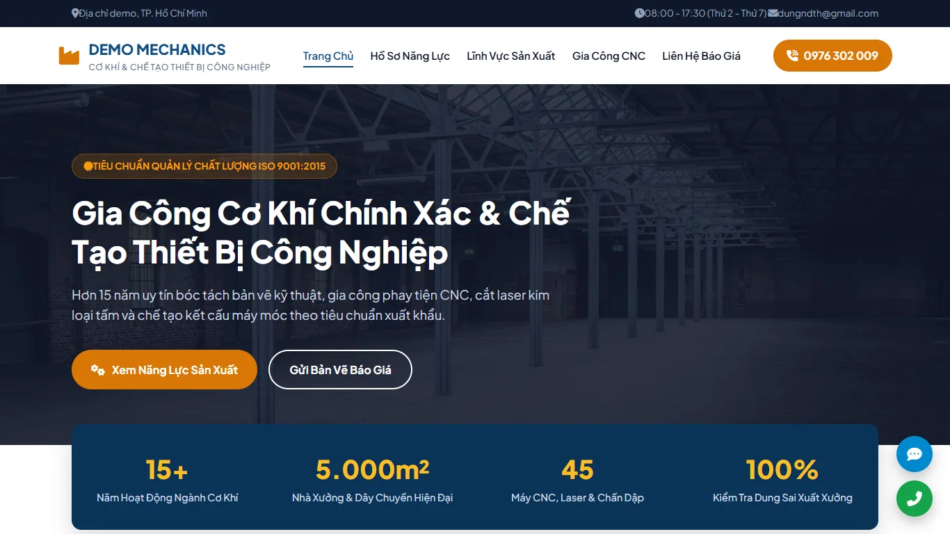 Ảnh chụp trang chủ web tĩnh Doanh nghiệp
