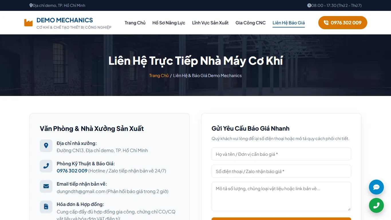 Web tĩnh Hồ sơ năng lực doanh nghiệp – Trang chi tiết (máy tính)
